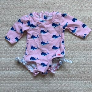 *Ruffle Butts* Pink and Blue Whale One Piece